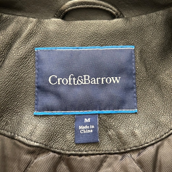 Like New CroftandBarrow Men’s Quilt Lined Leather Bomber Jacket Black Size Med. - Picture 7 of 17